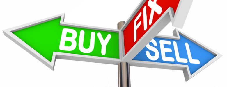 Buy, sell, fix and flip profits concept